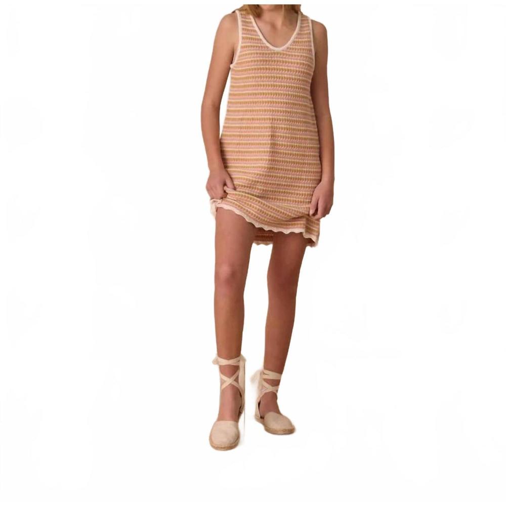NEW RYLEE + CRU crochet tank mini dress in pink stripe - Picture 1 of 4